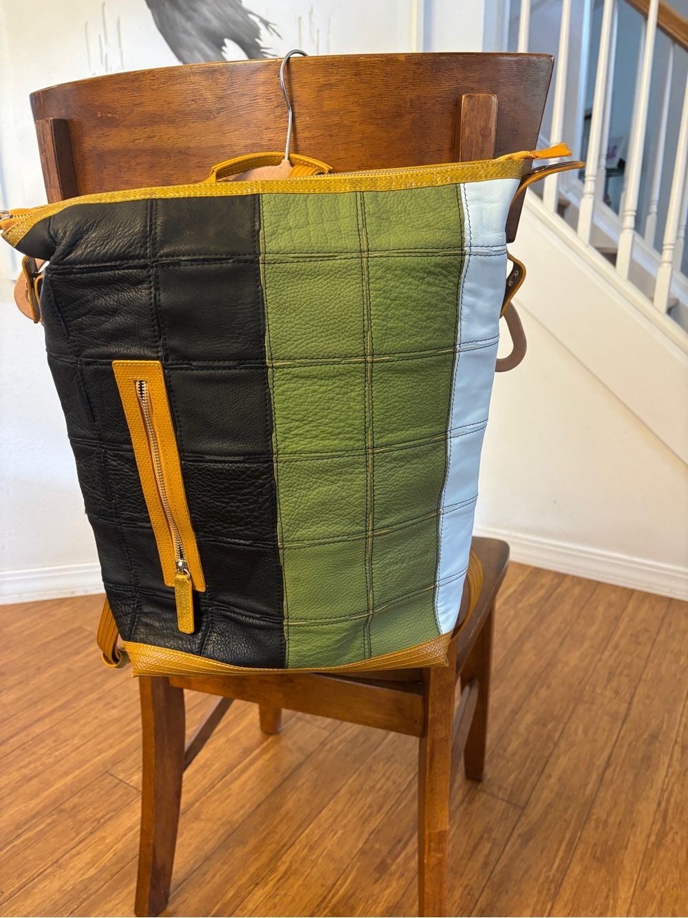 Elvis & Kresse Leather Colorblock Shoulder Bag Black, Olive, Light Blue, Mustard